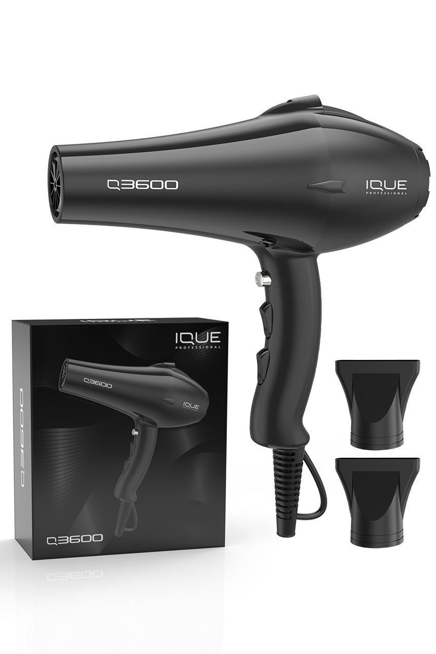 مجفف الشعر الاحترافي IQUE Q3600 باللون الأسود 