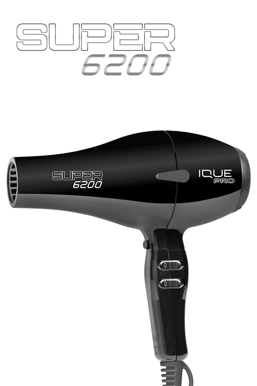 مجفف الشعر الاحترافي IQUE SUPER 6200 باللون الأسود