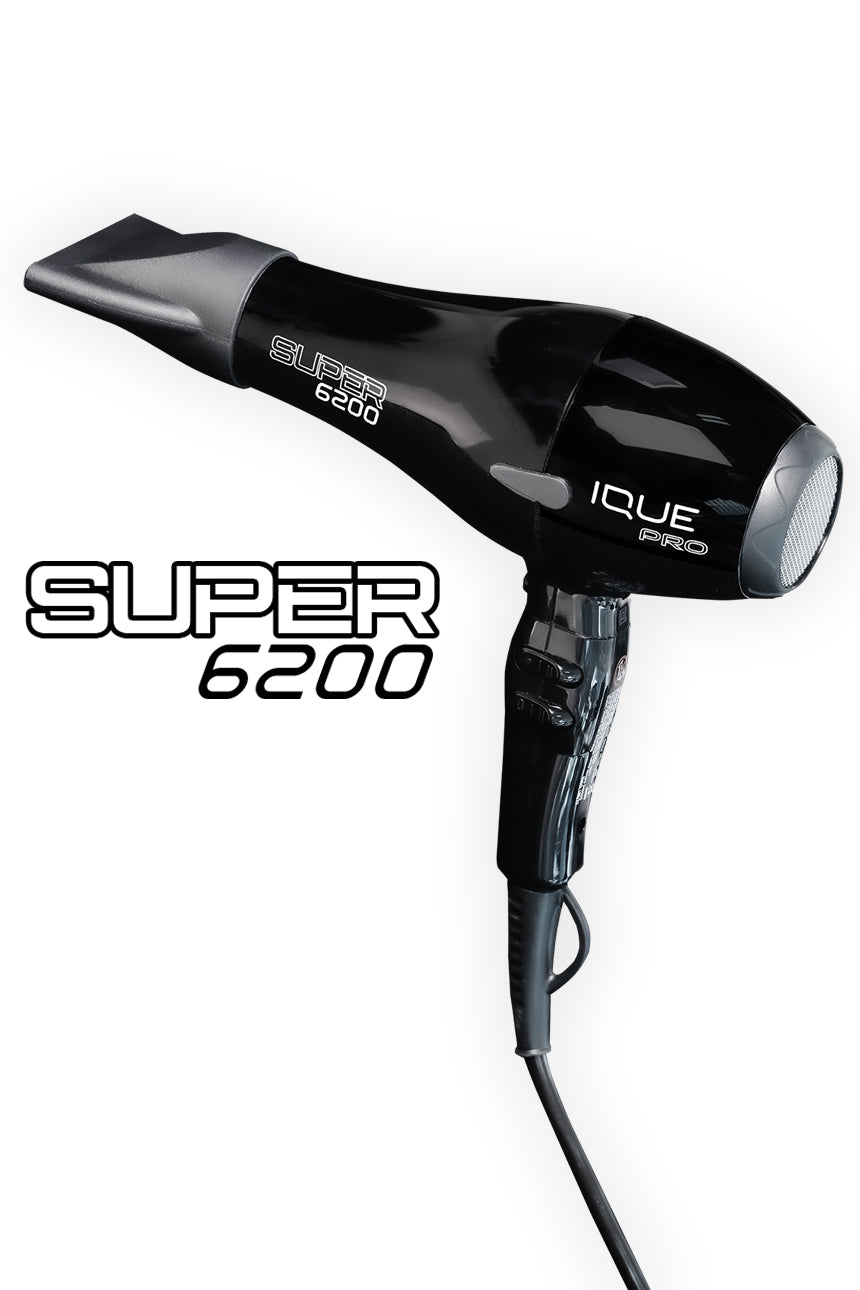 مجفف الشعر الاحترافي IQUE SUPER 6200 باللون الأسود